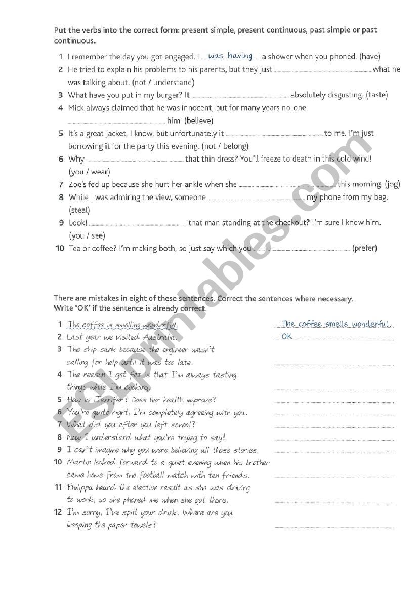 grammar exercises worksheet