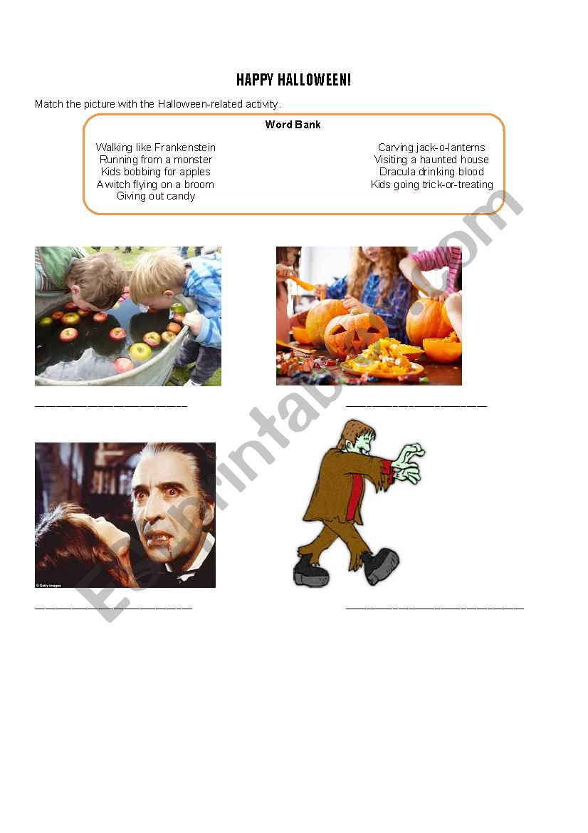 Halloween Matching Vocabulary worksheet