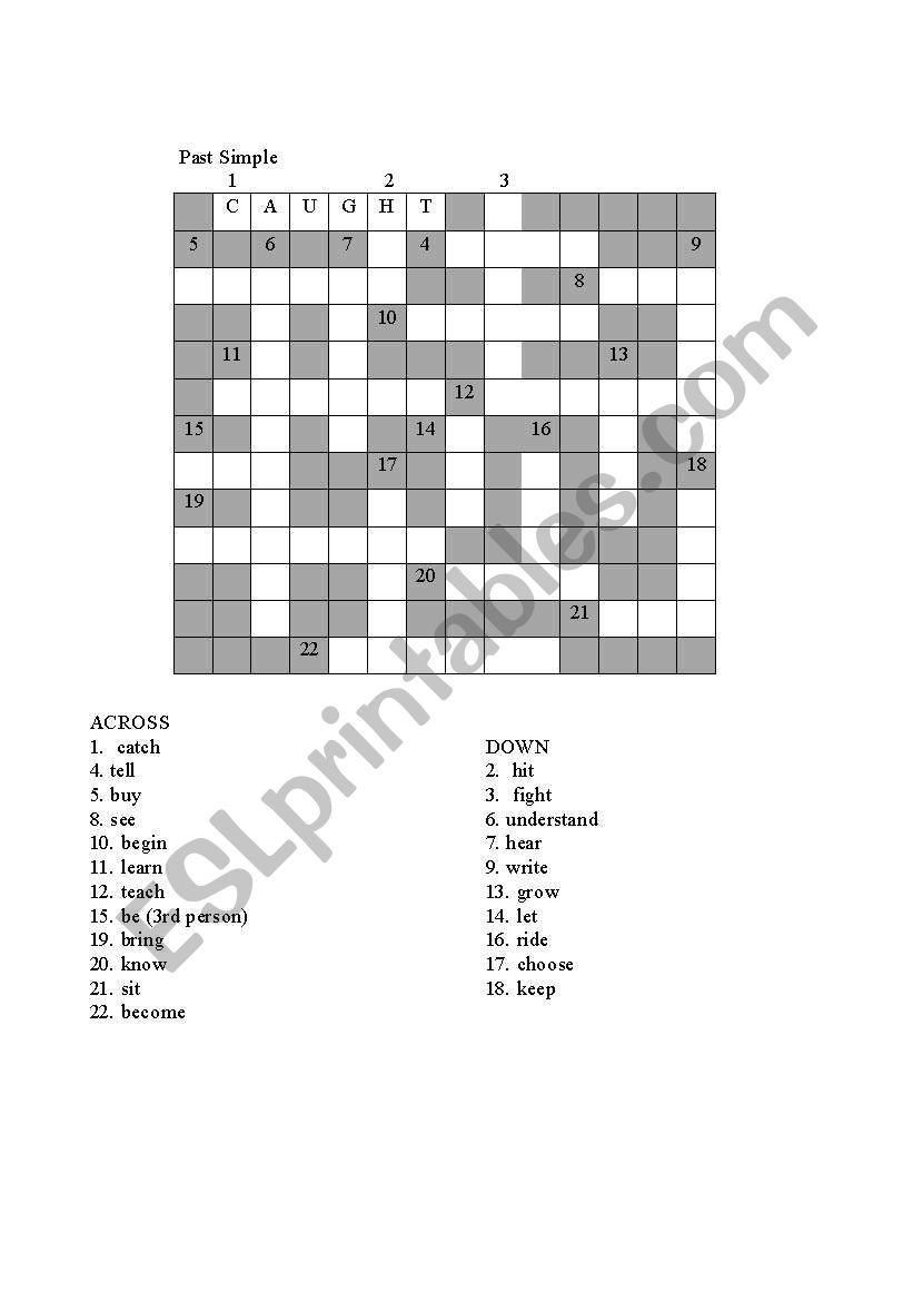 Past Simple puzzle worksheet