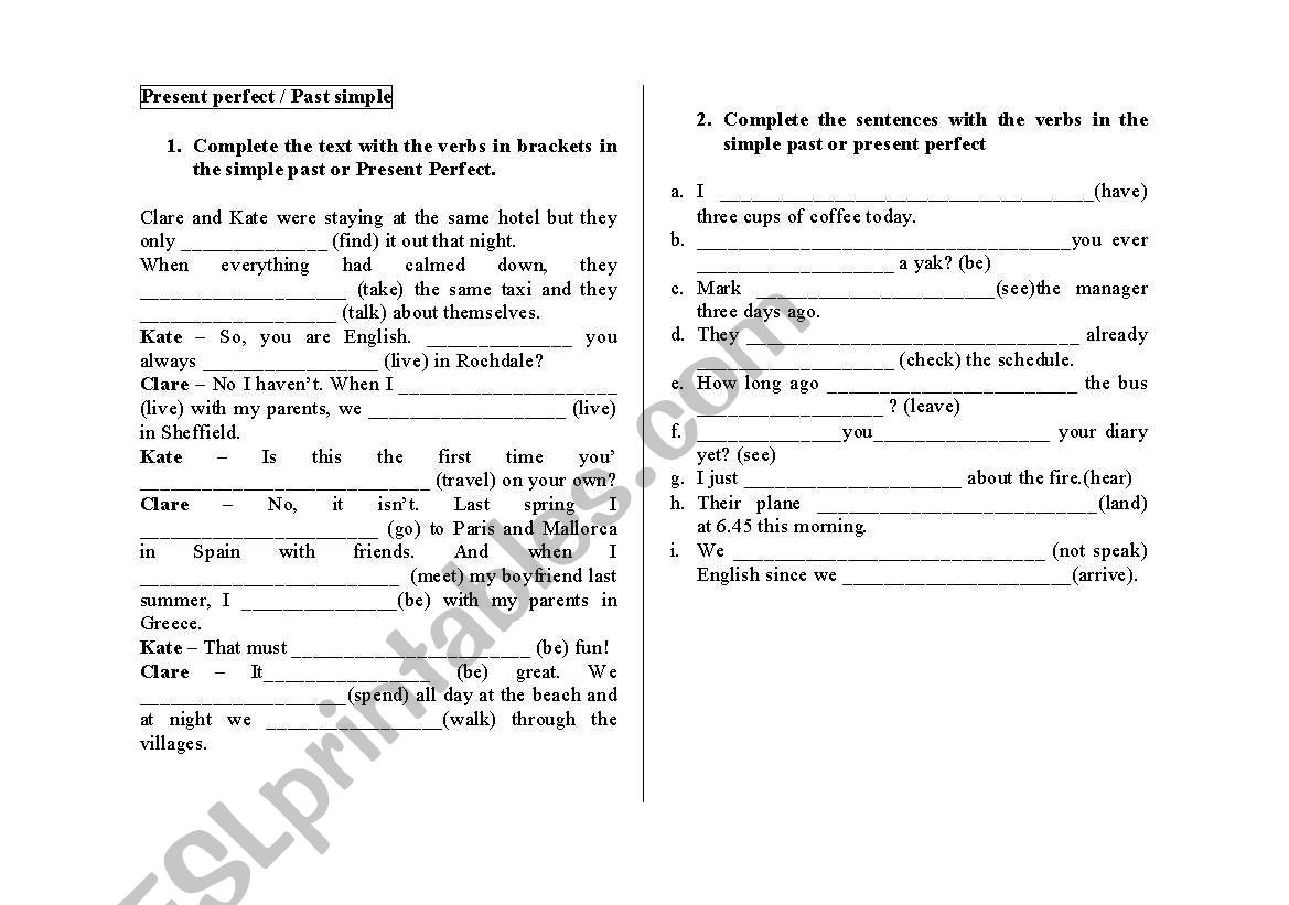 Past simple vs Present perfect