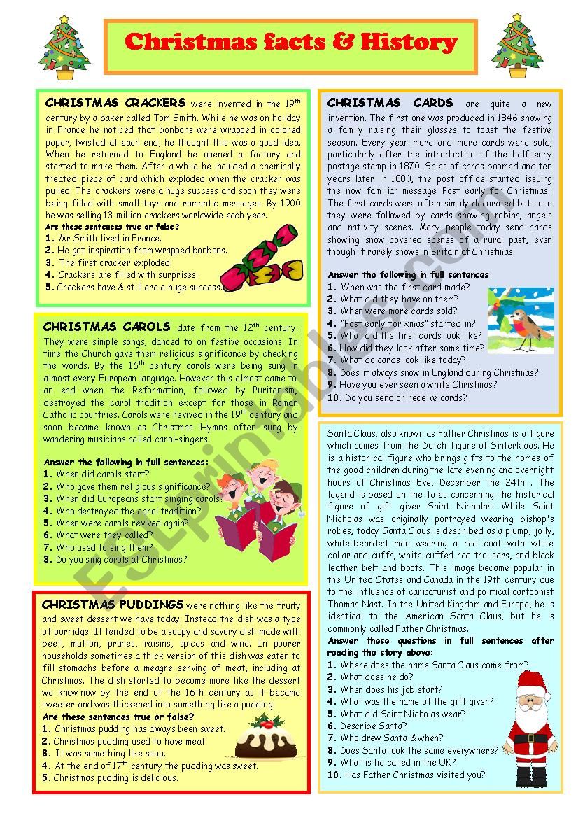 Christmas Facts & History worksheet