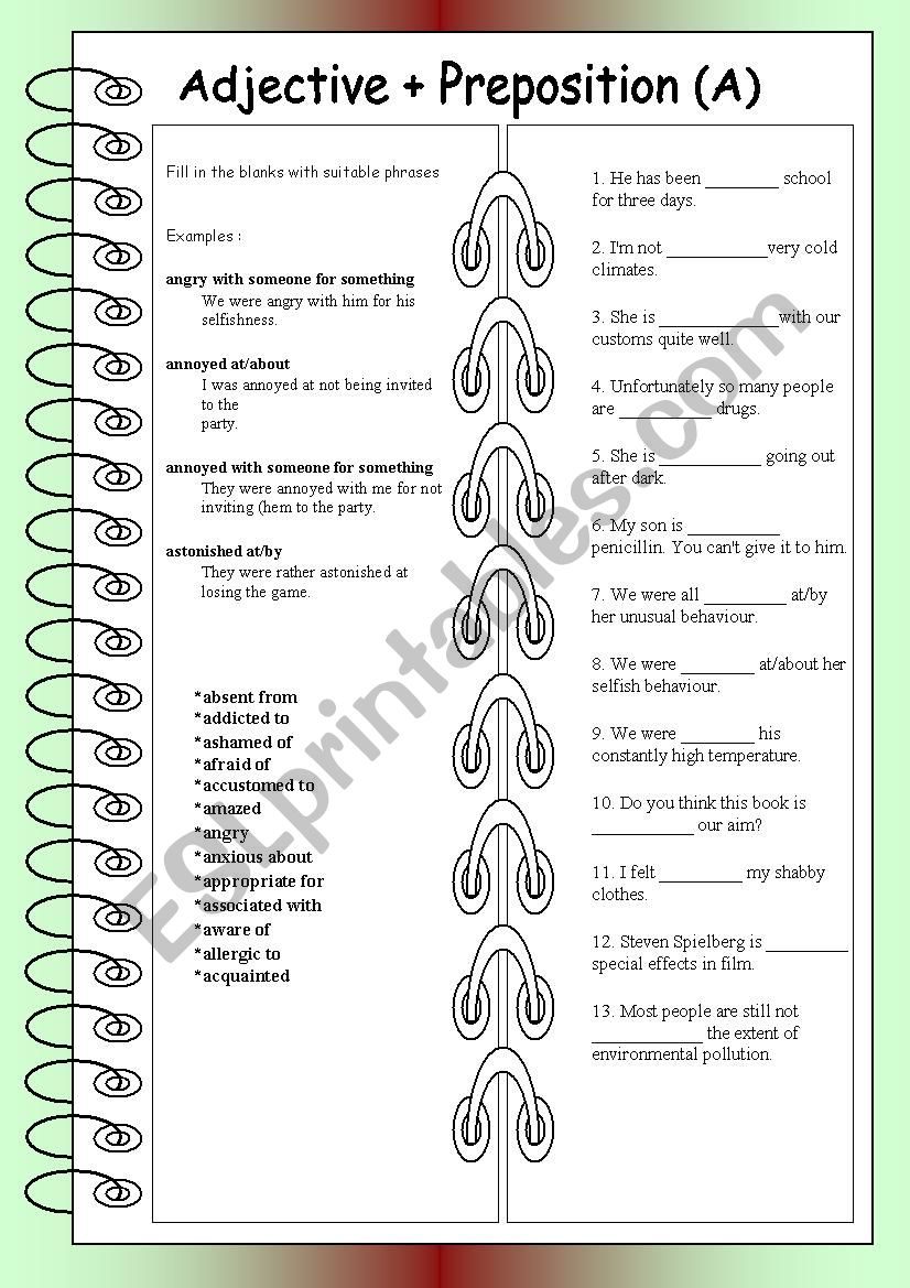 ADJECTIVE + PREPOSITION COMBINATIONS STARTING WITH A/B/C 