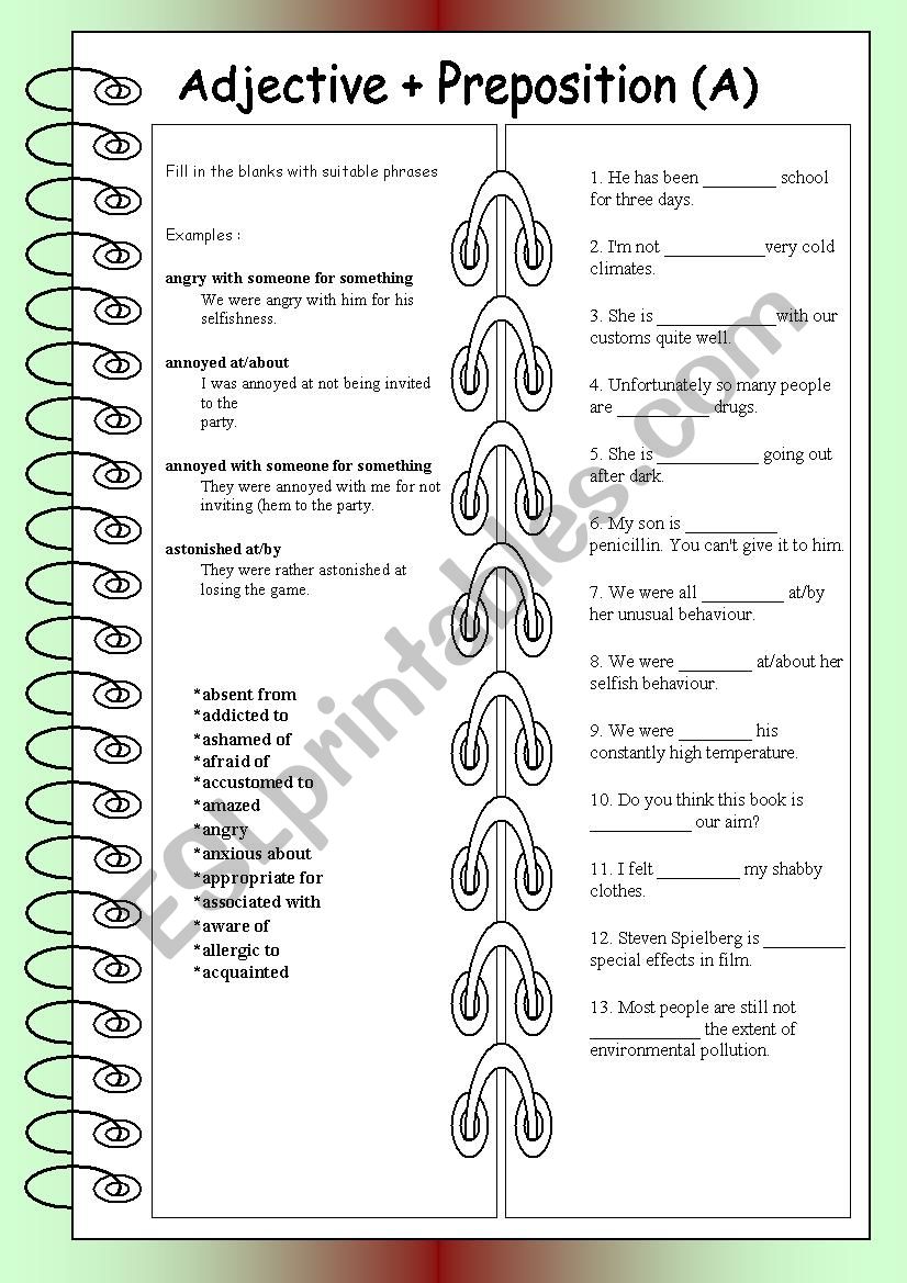 ADJECTIVE + PREPOSITION COMBINATIONS STARTING WITH A/B/C 