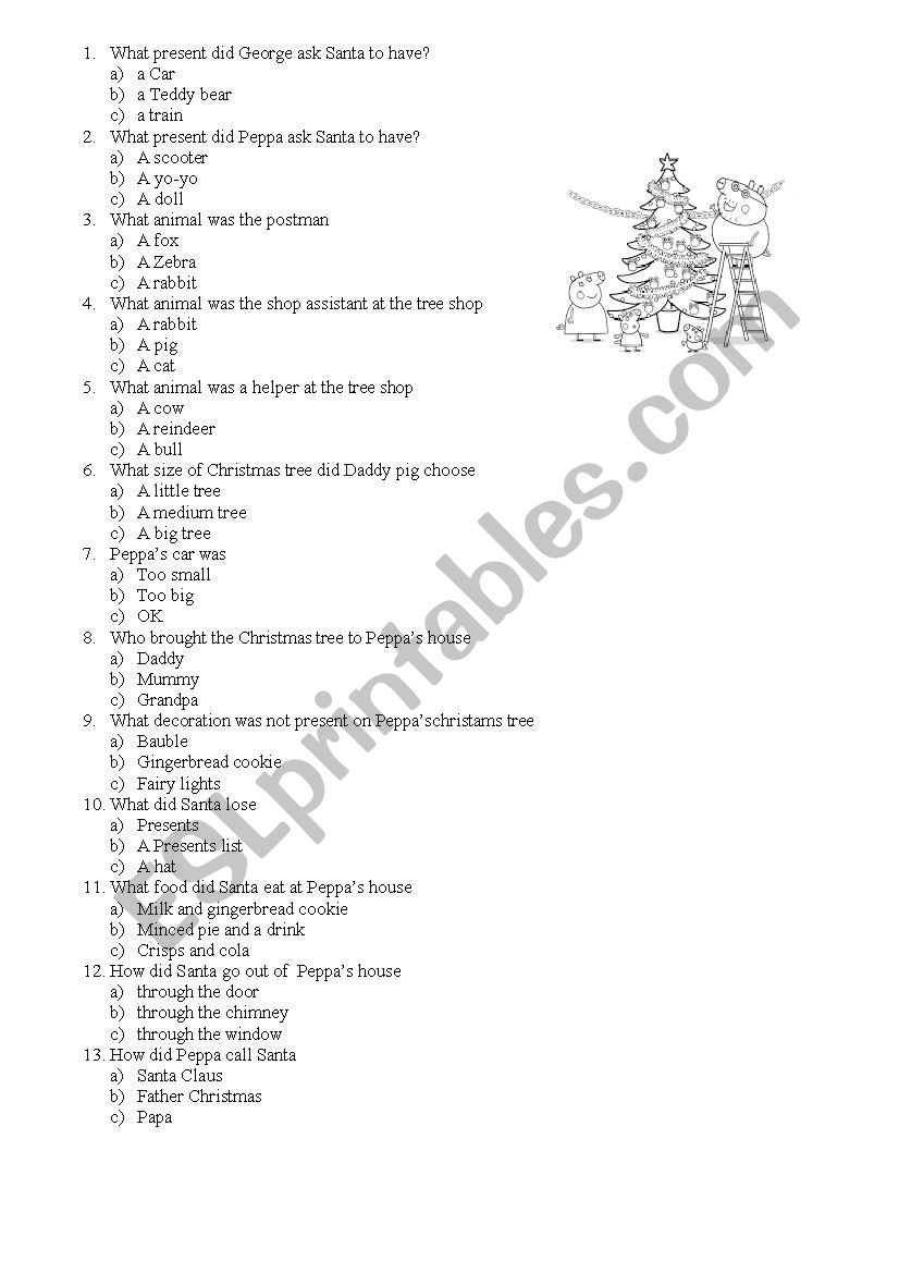 Peppa PigÂ´s christmas worksheet