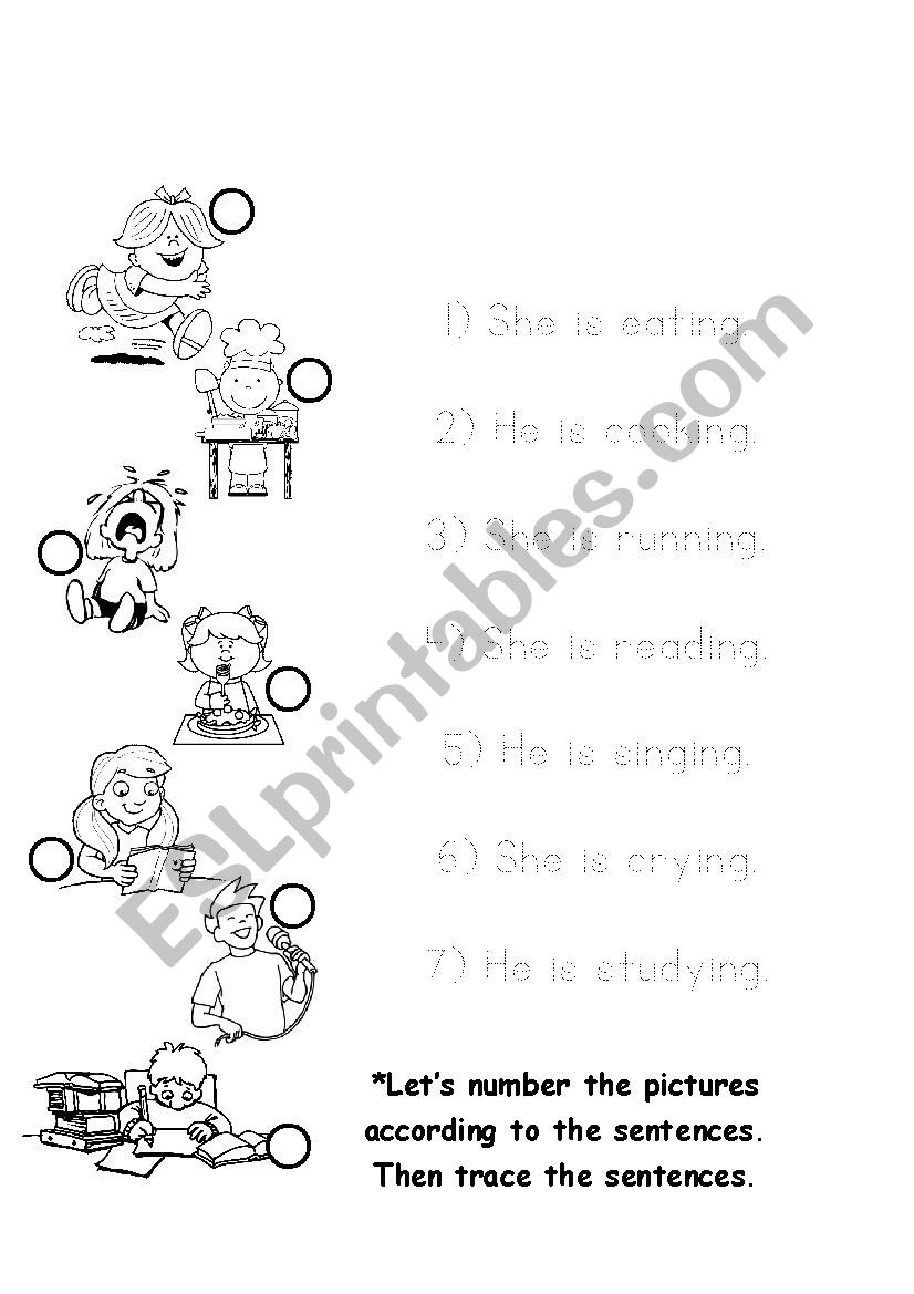 What is he - she doing? worksheet