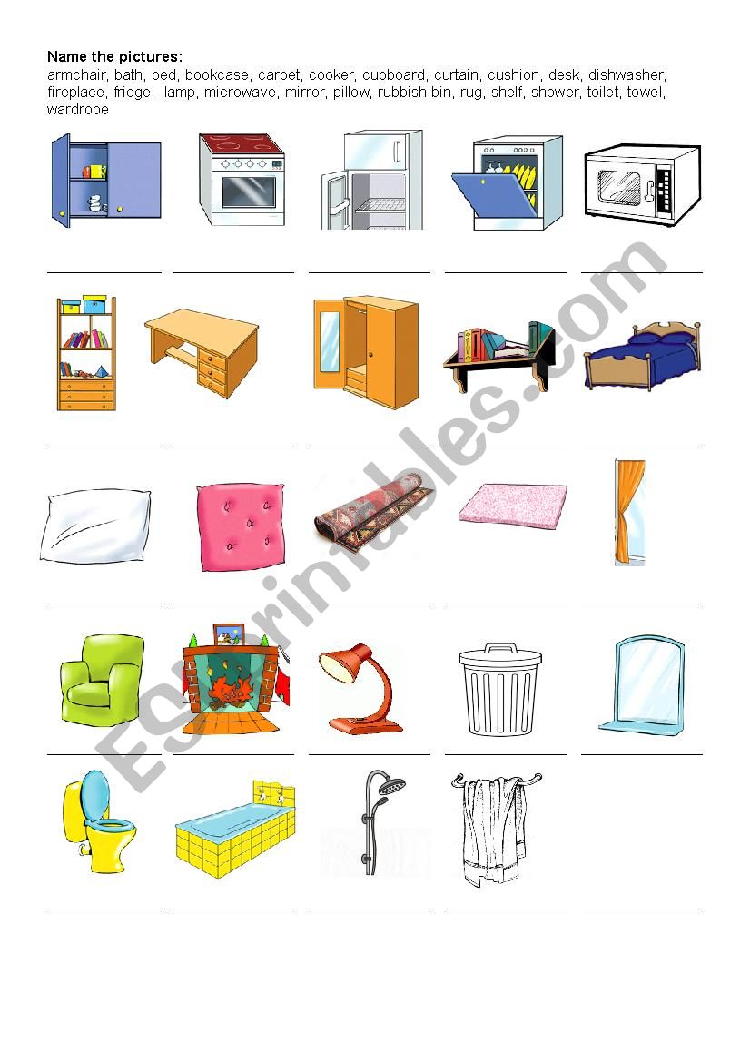 Furniture worksheet