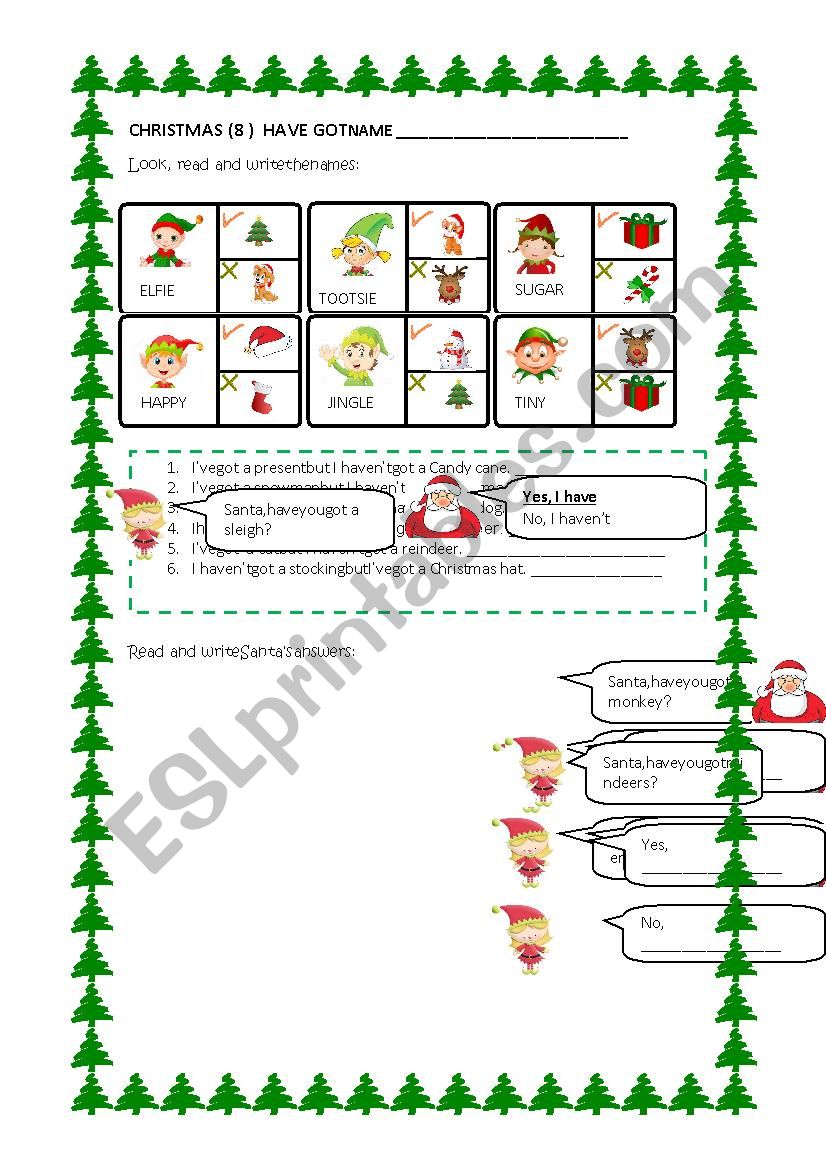 CHRISTMAS HAVE GOT 8 worksheet