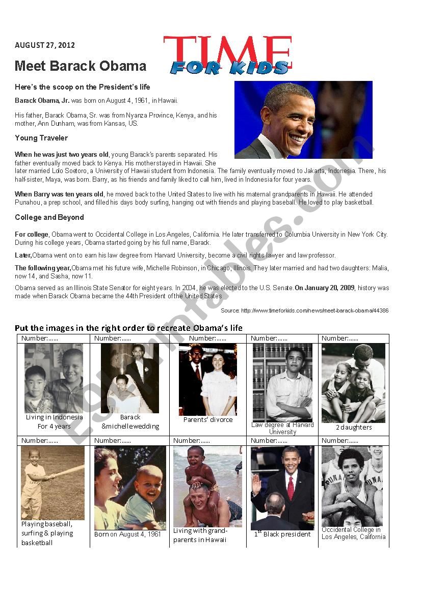 Obamas biography  worksheet