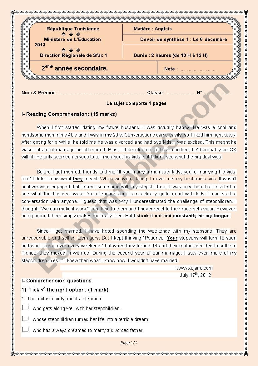 End-of-semester test 1 - 2nd form