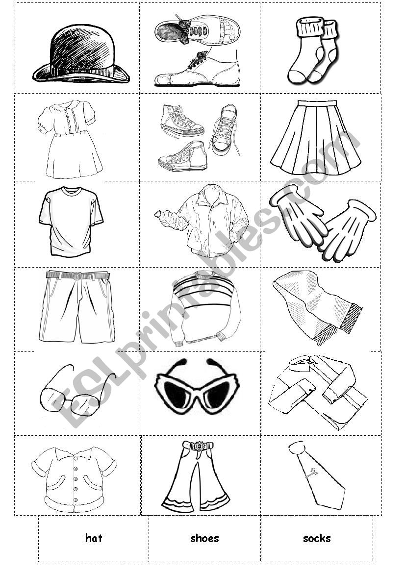 Clothes matching game worksheet