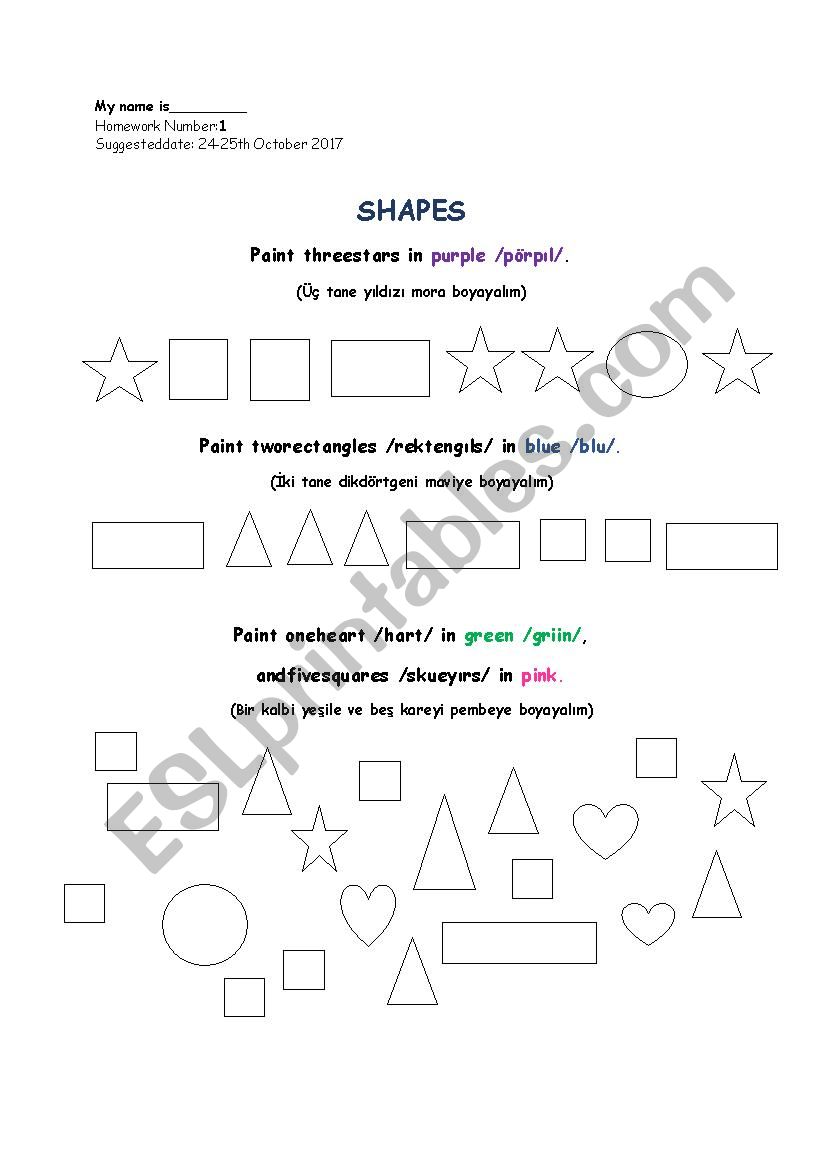 SHAPES worksheet