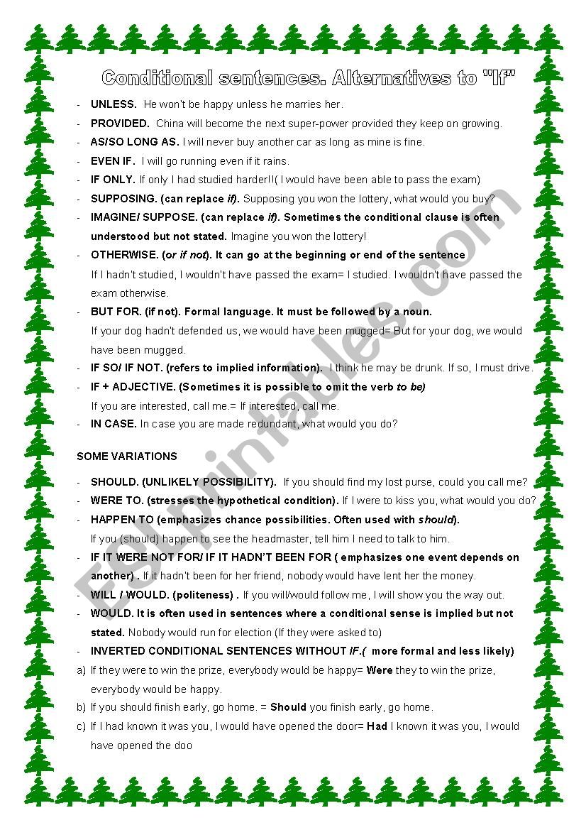 CONDITIONAL SENTENCES ALTERNATIVES TO 