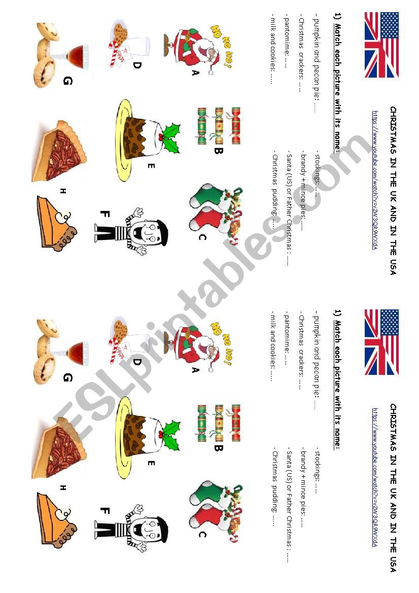 Christmas in the USA and UK worksheet