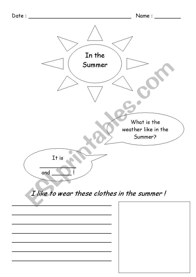 Summer worksheet