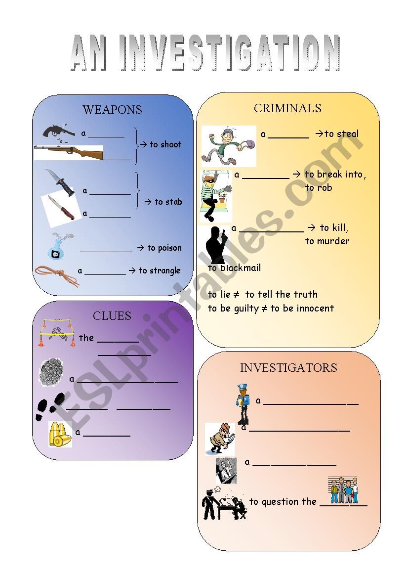 Vocabulary investigation/ crime scene
