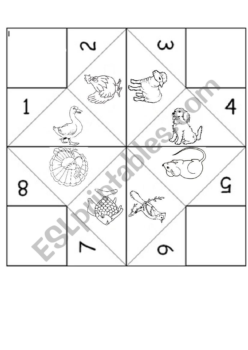 FORTUNE TELLER - FARM ANIMALS worksheet