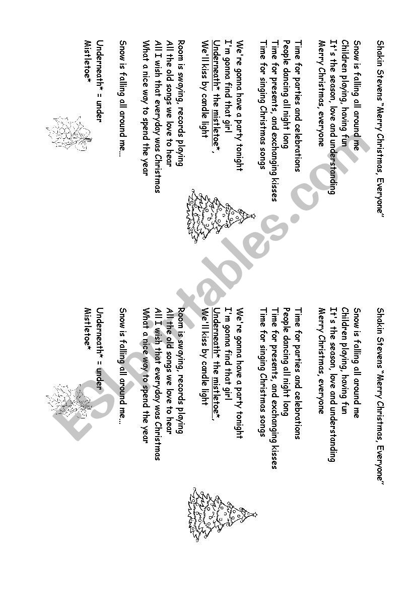 Merry Christmas everyone worksheet