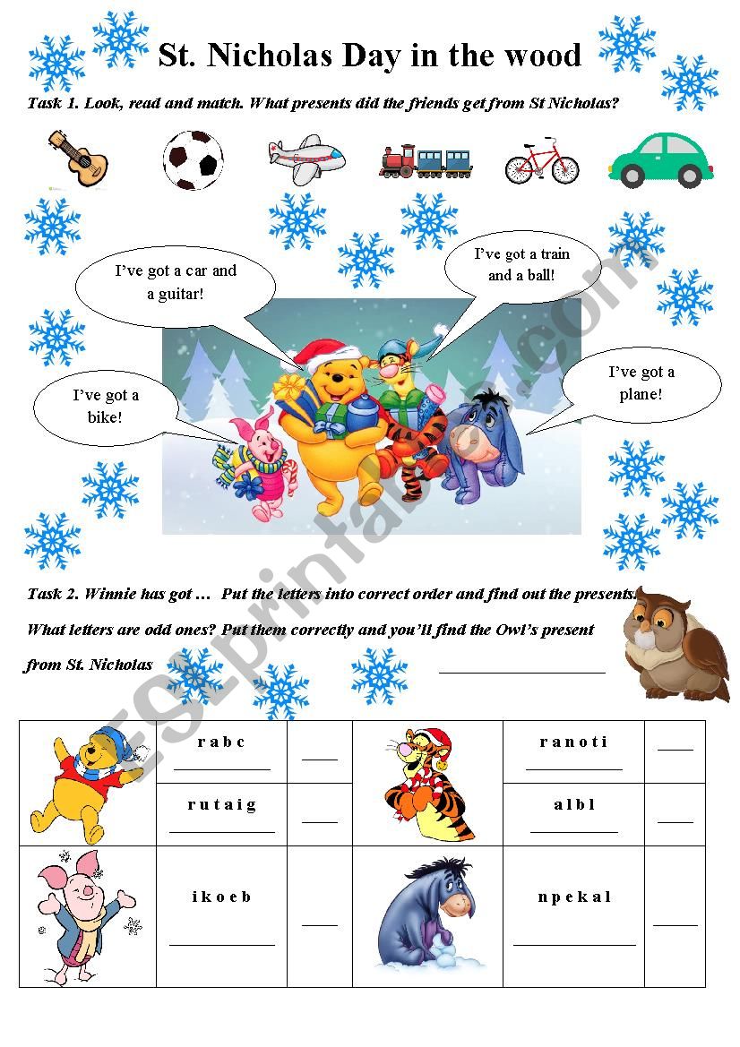 St Nicholas Day in the wood worksheet