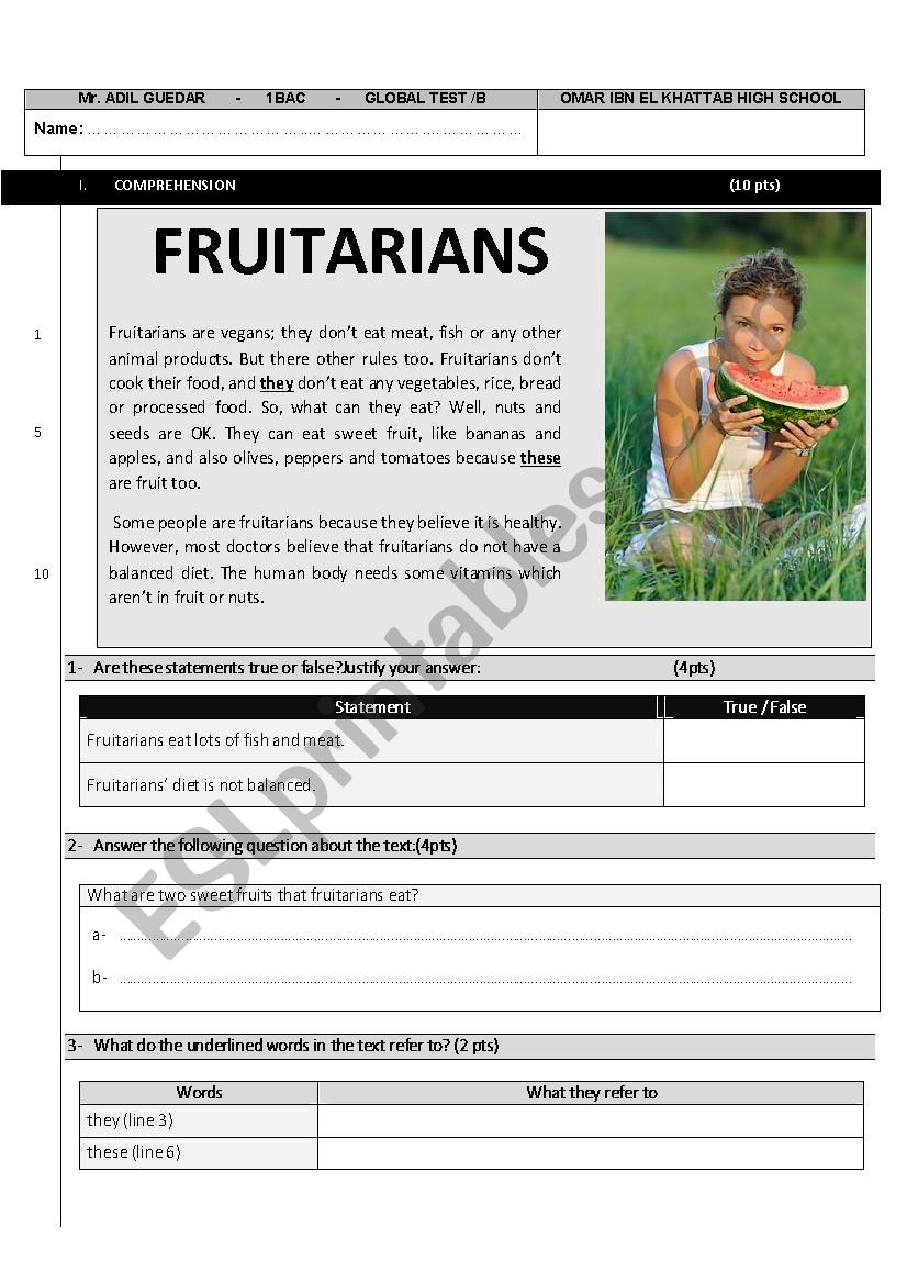 GOLBAL TEST worksheet