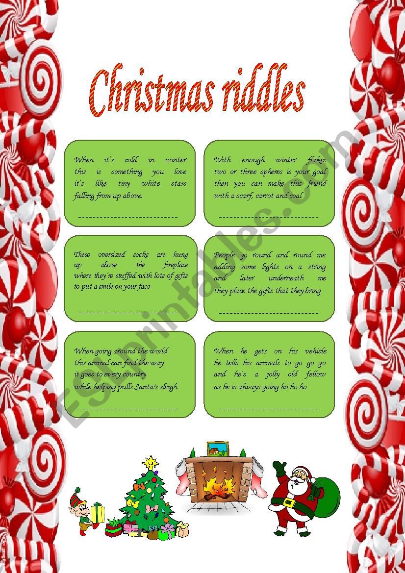 Christmas riddles worksheet