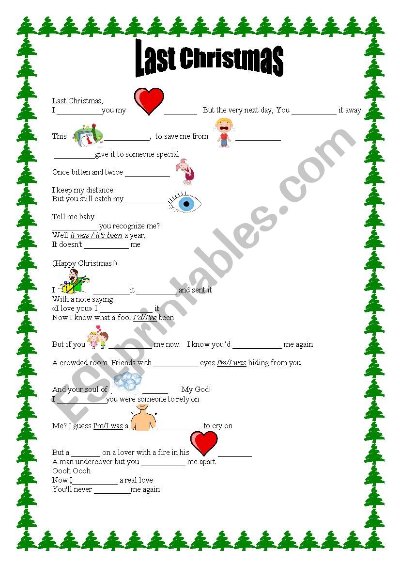 Last Christmas worksheet