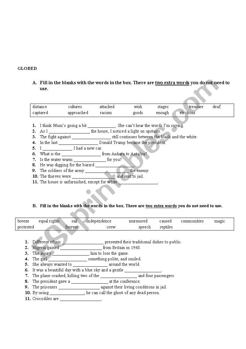 VOCABULARY STUDY worksheet