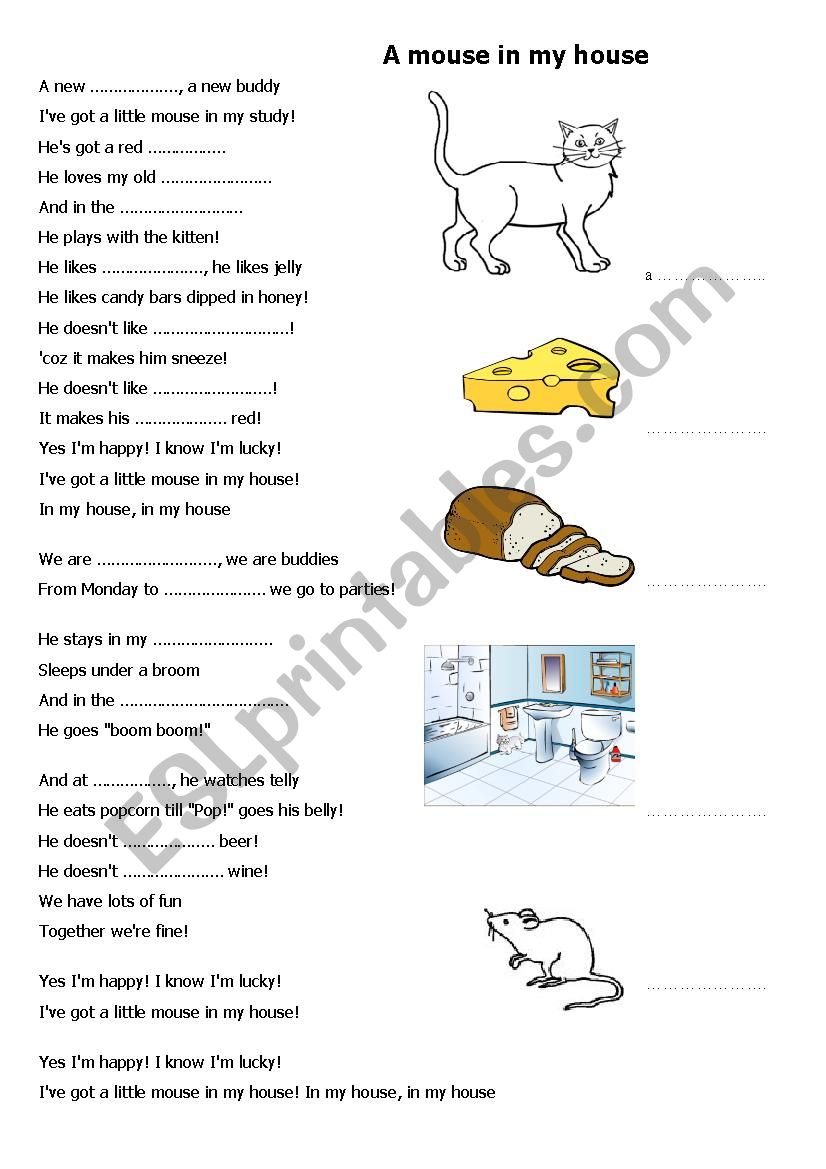Song A little mouse worksheet