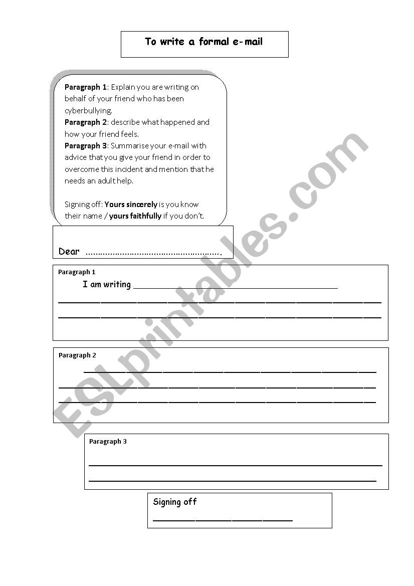 HOW TO WRITE A LETTER worksheet