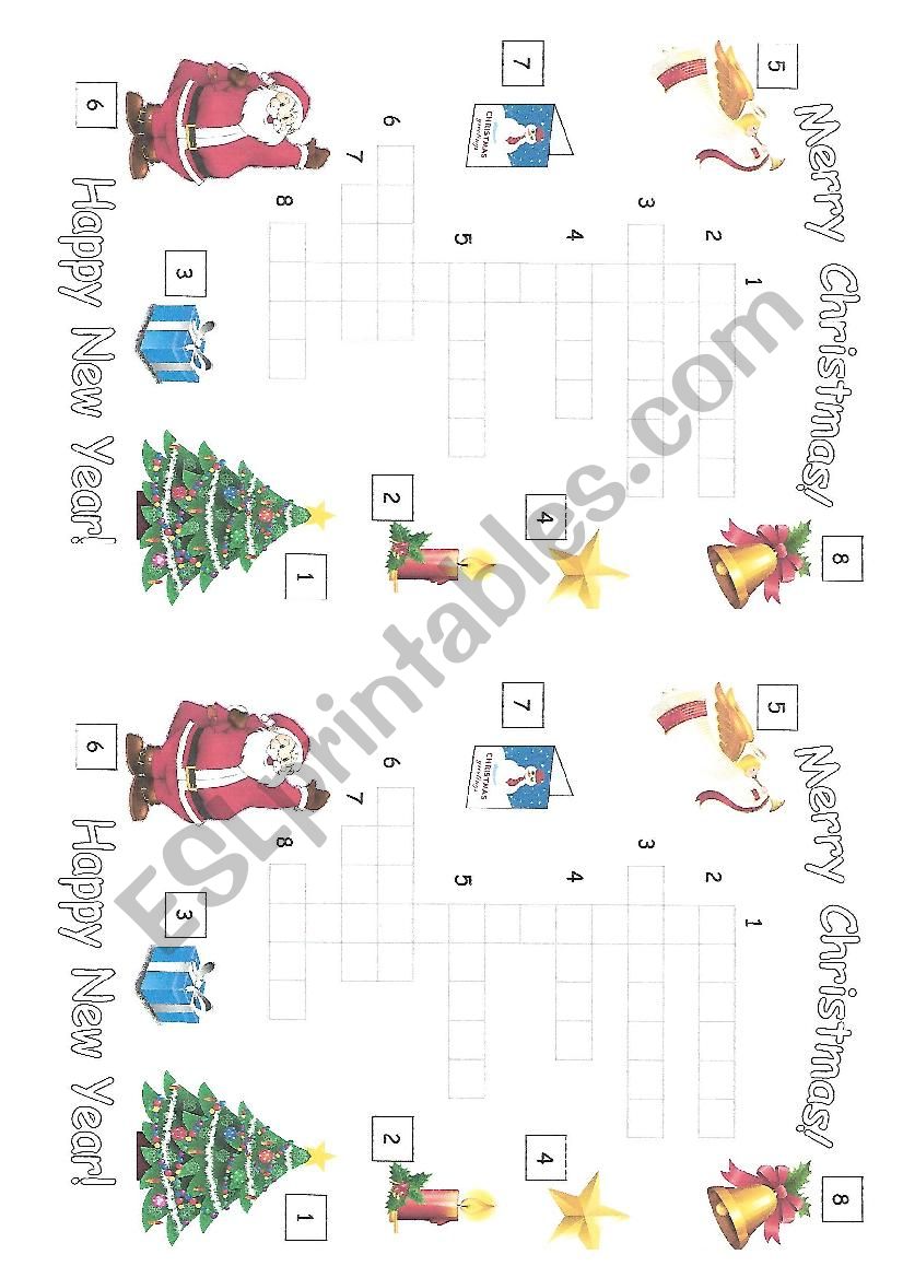 Christmas crossword worksheet