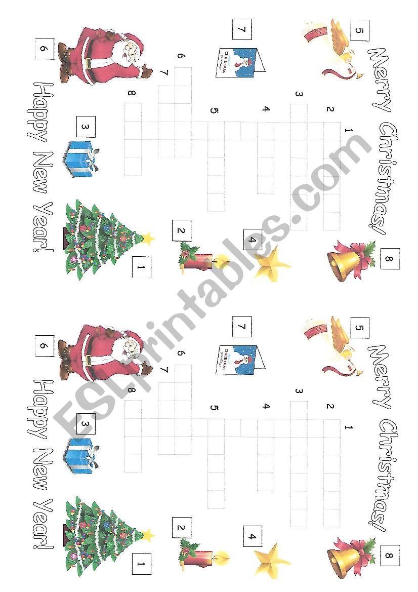 Christmas crossword worksheet