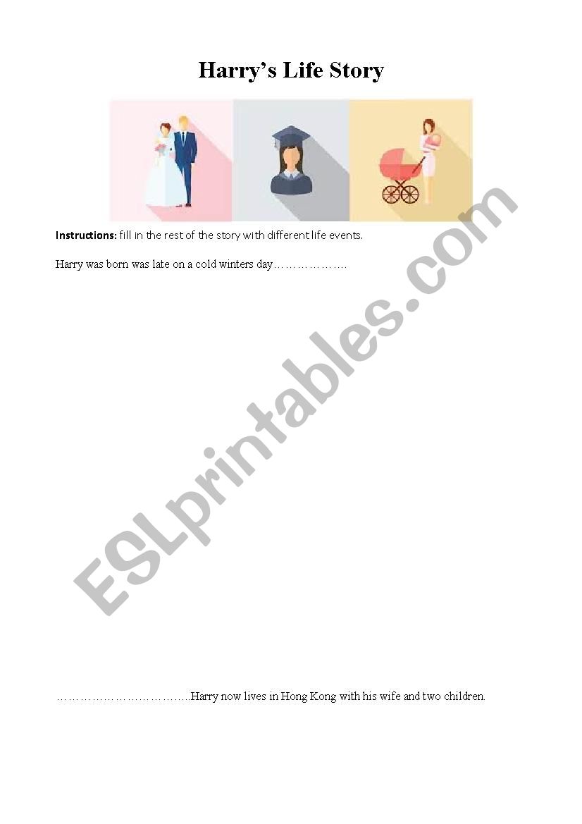 Harry´s Life Events  worksheet