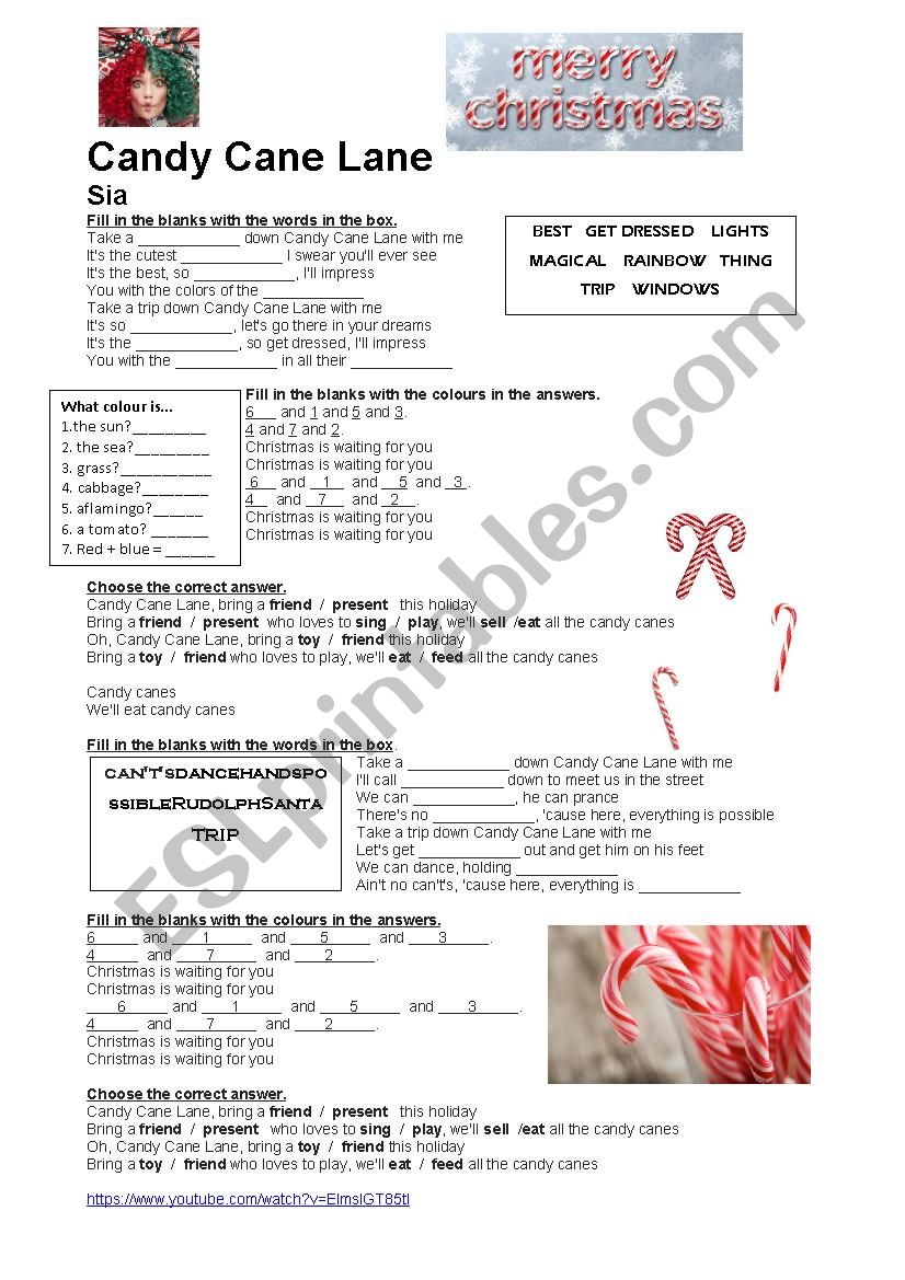 Candy Cane Lane worksheet