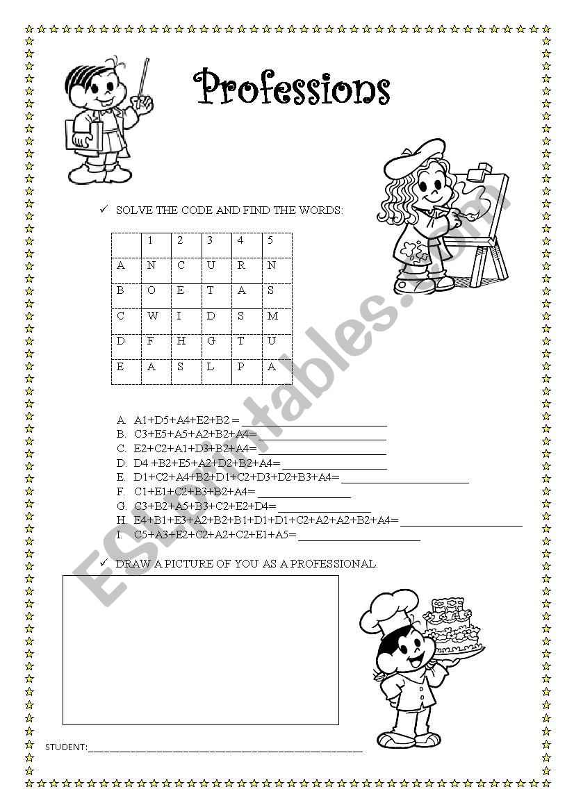 Professions worksheet