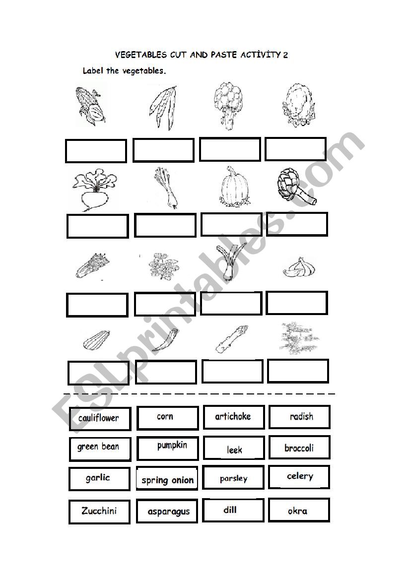 Vegetables cut and paste activity2