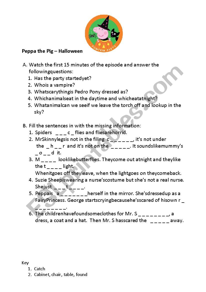 Halloween Peppa Pig worksheet worksheet
