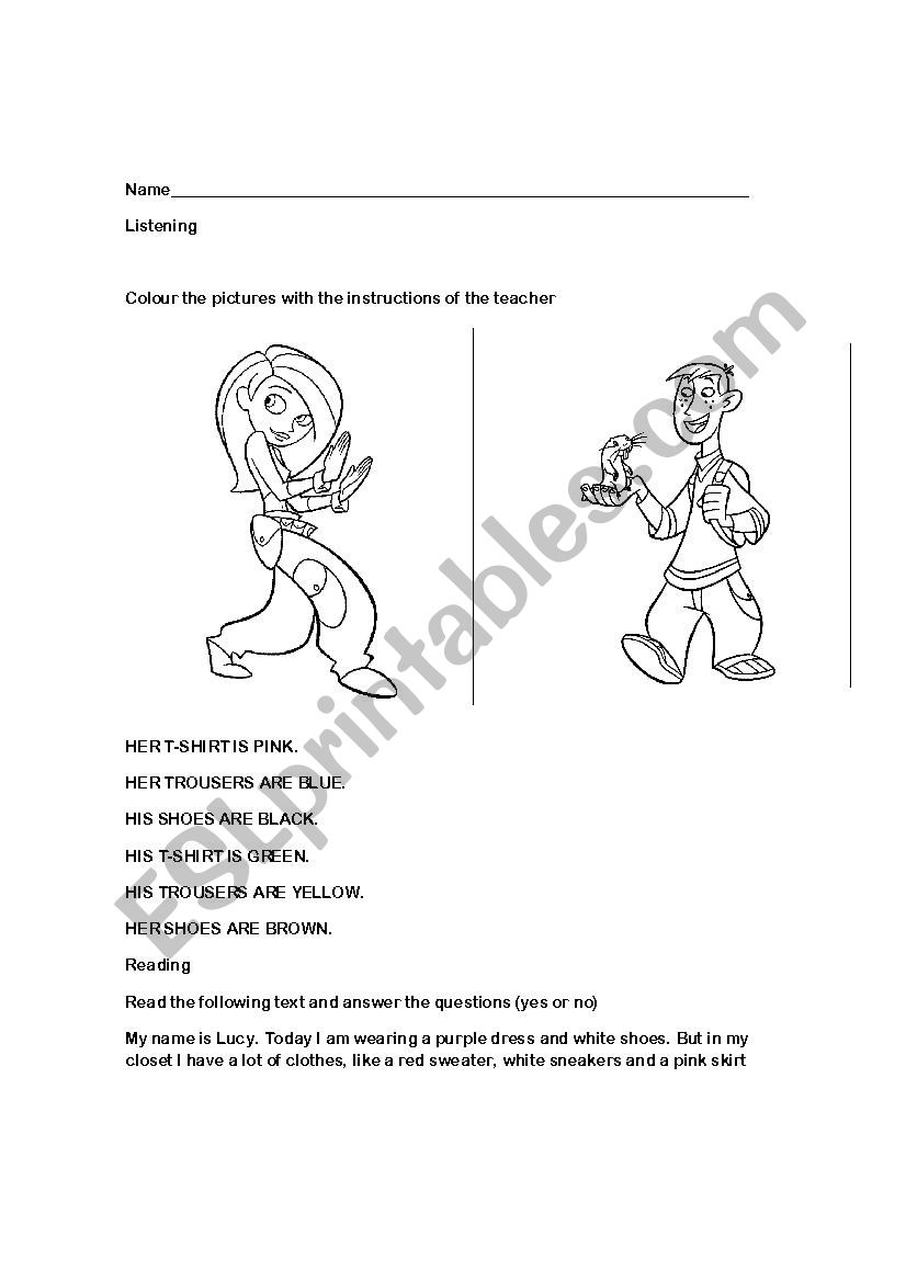 Clothes worksheet