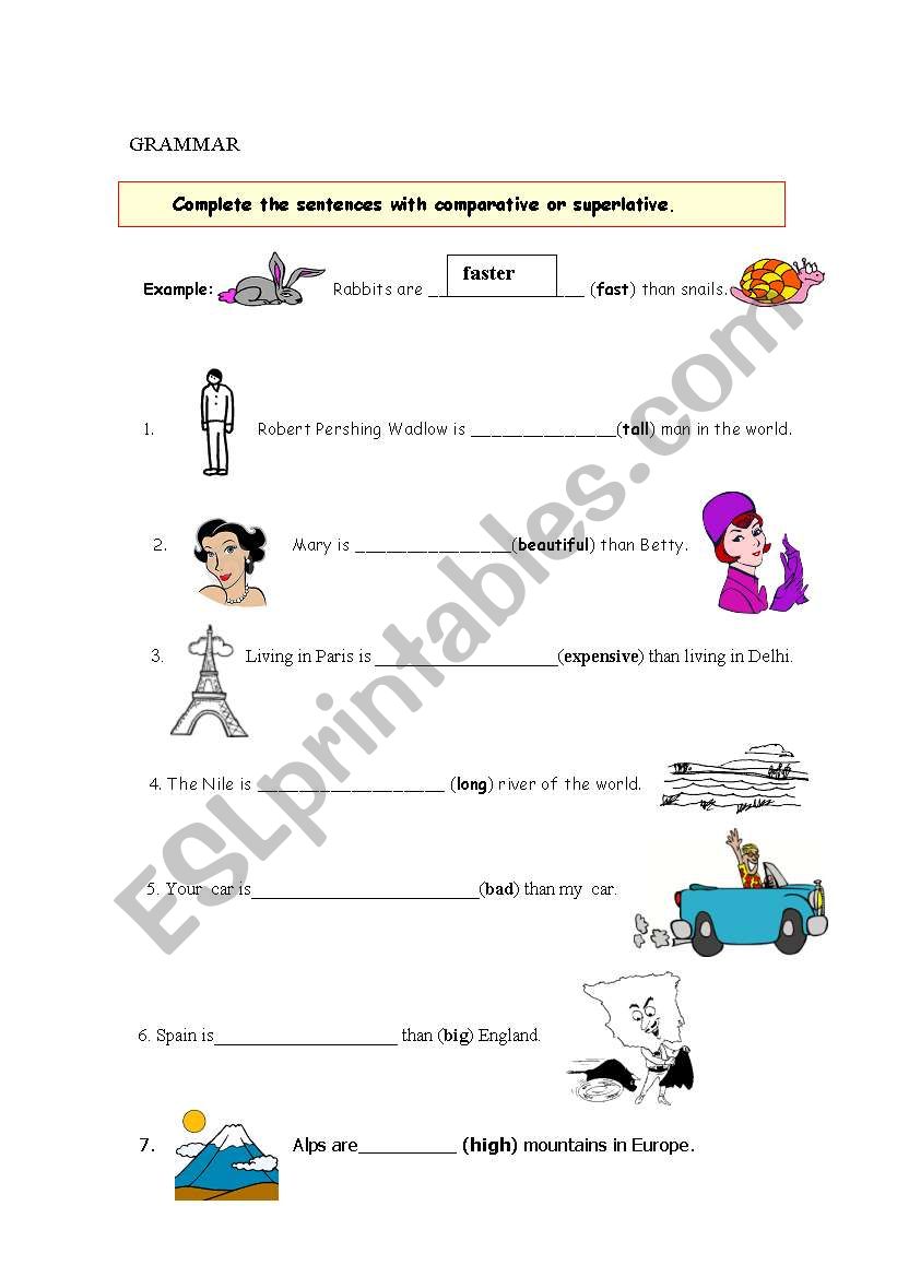 comparative and superlative worksheet