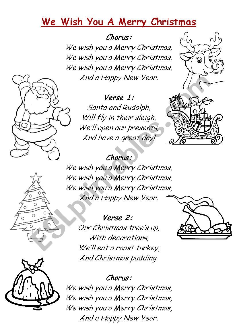 We Wish You a Merry Christmas Activity - ESL worksheet by jh