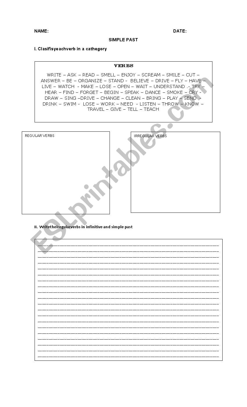 Simple past  worksheet