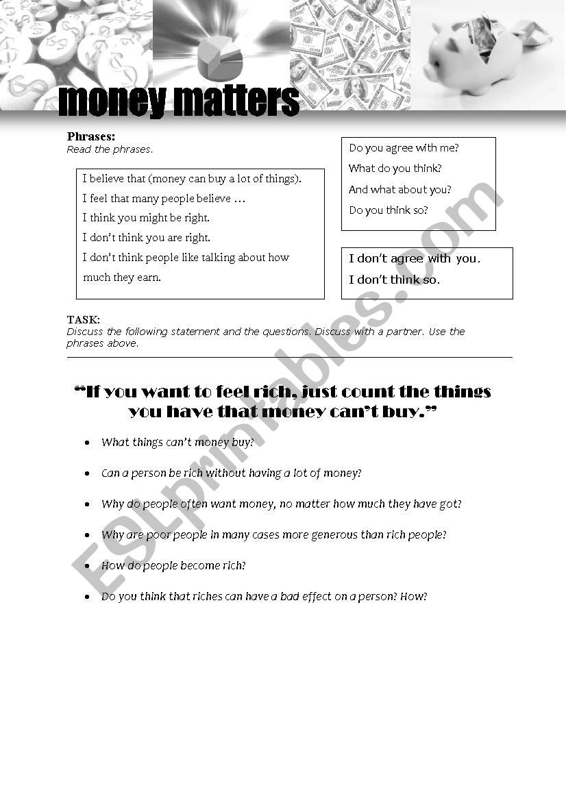 Being rich worksheet