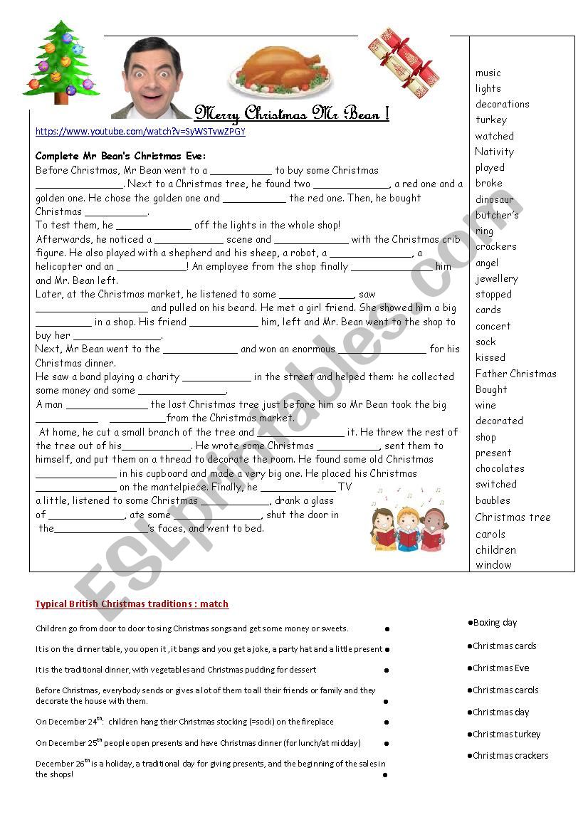 Merry Christmas Mr Bean worksheet