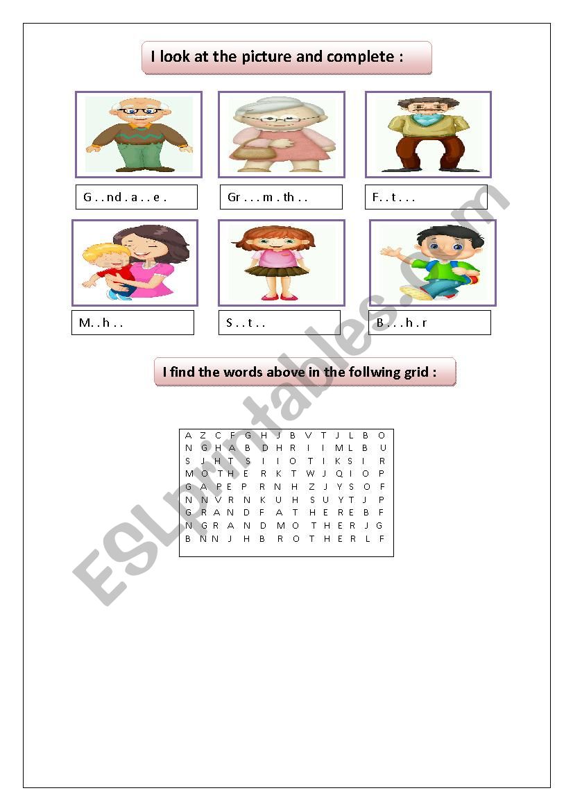 family members worksheet