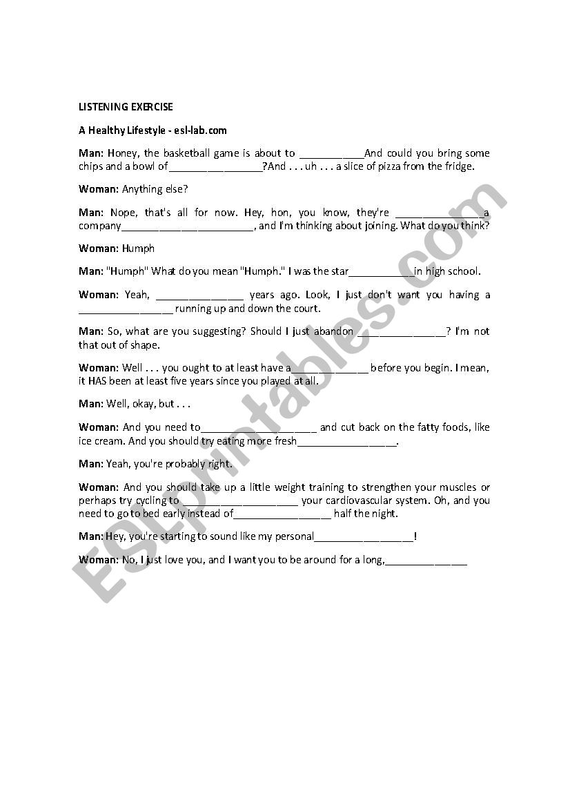 listening worksheet