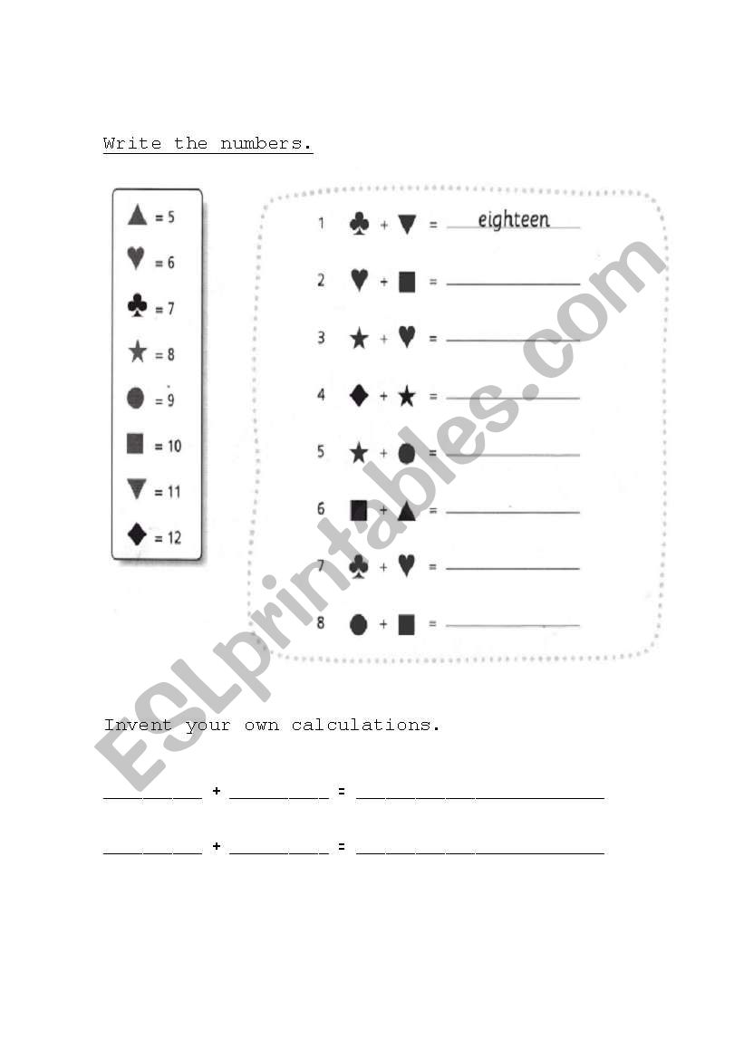 Numbers worksheet