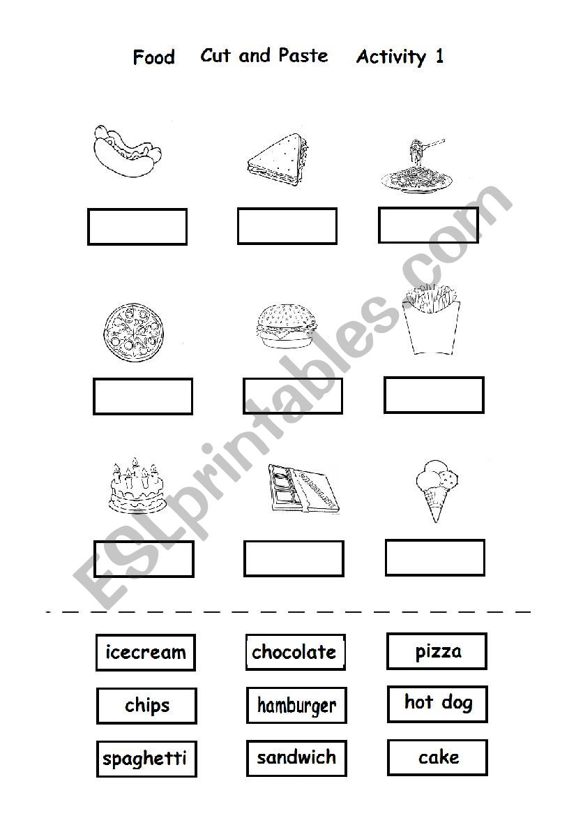 Food cut and paste1 worksheet