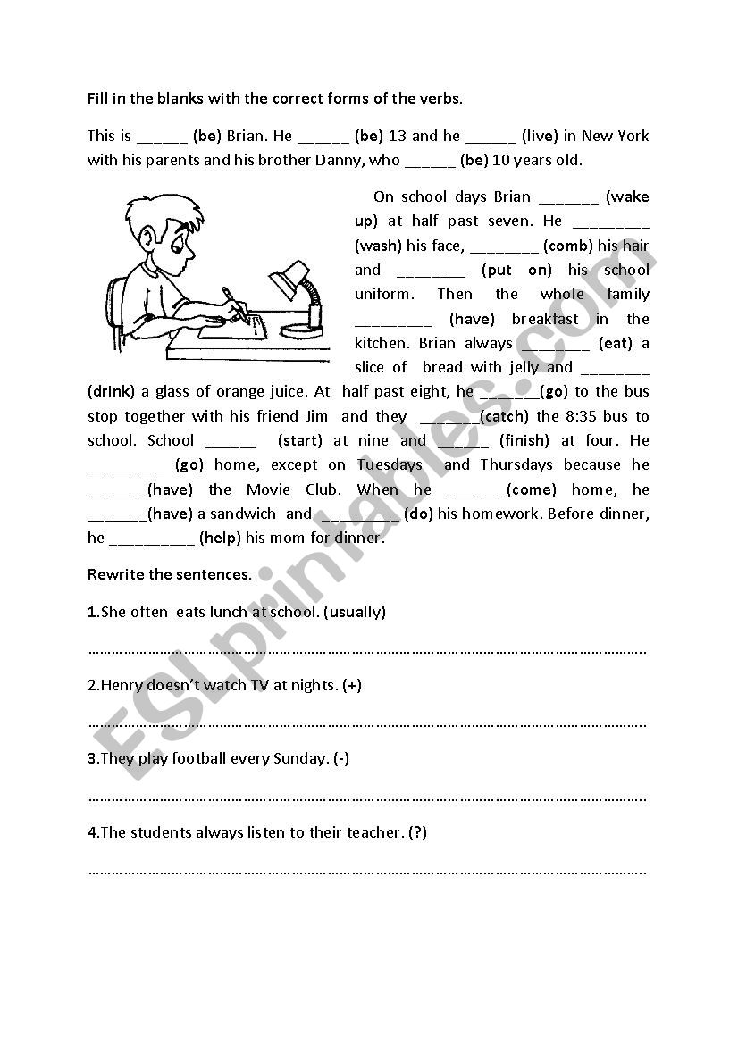 simple present tense worksheet