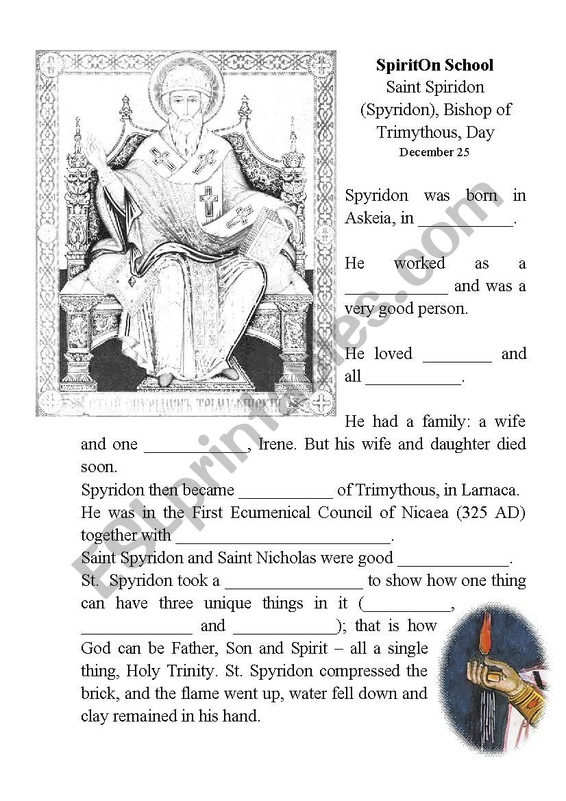 Saint Spyridon Reading and Gap Fill 