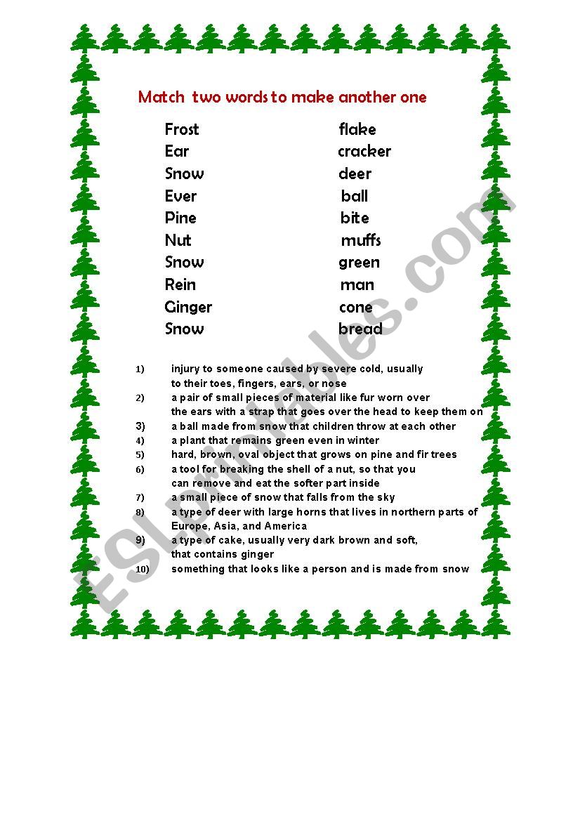 Winter Compound Nouns worksheet