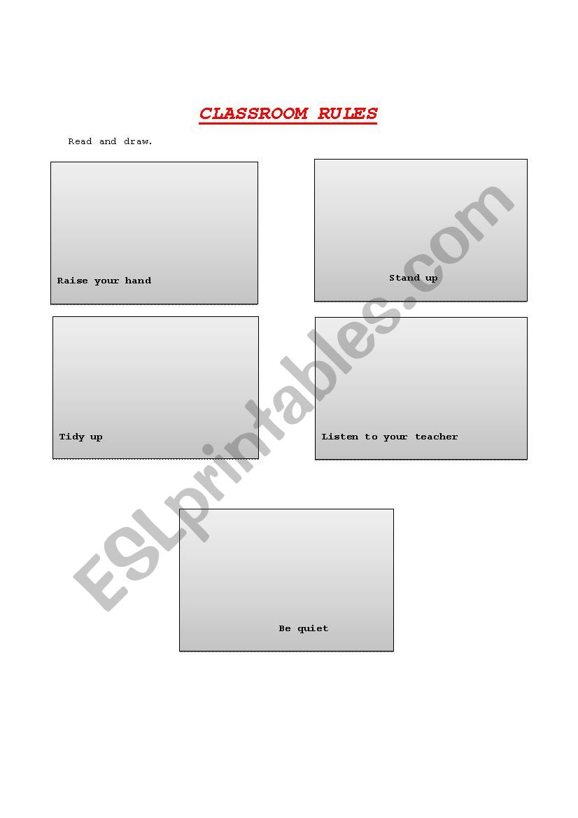 Drawing classroom rules worksheet