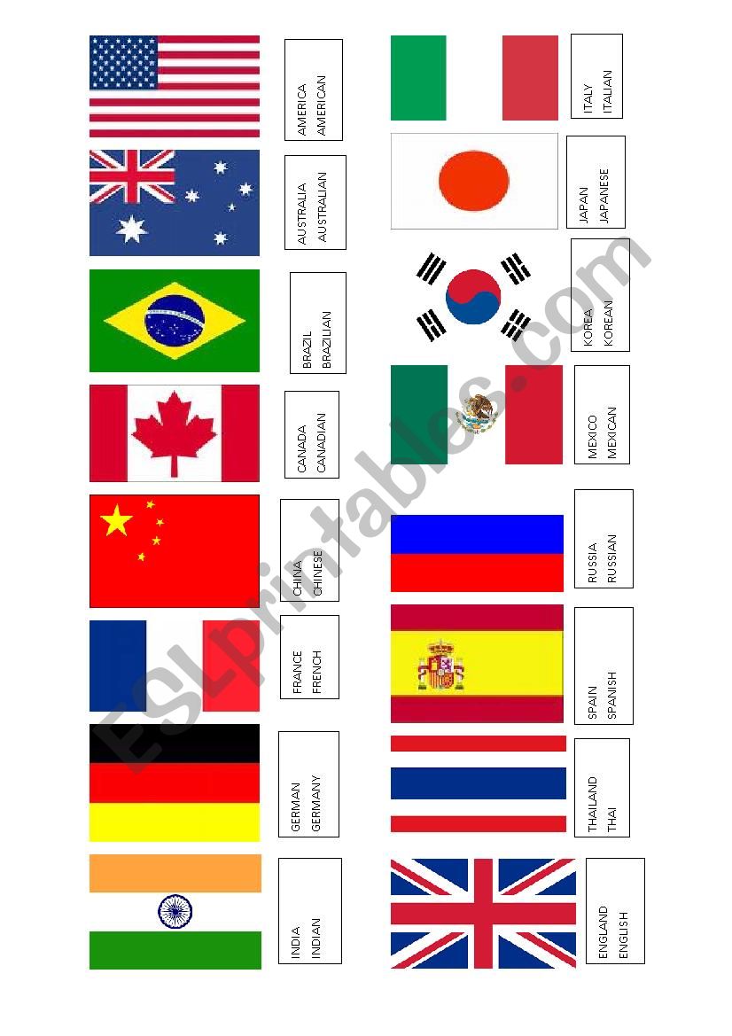 COUNTRIES FLAGS worksheet